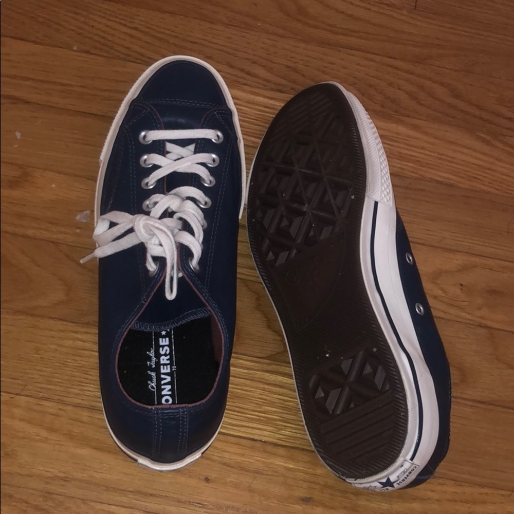 Blue  Leather Converse - Picture 3 of 4